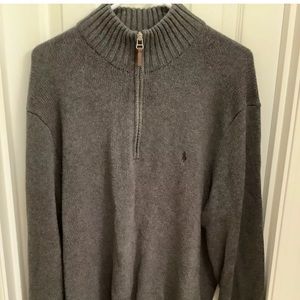 Polo Ralph Lauren Pima Cotton XXL Gray Quarter Zip Sweater career preppy casual